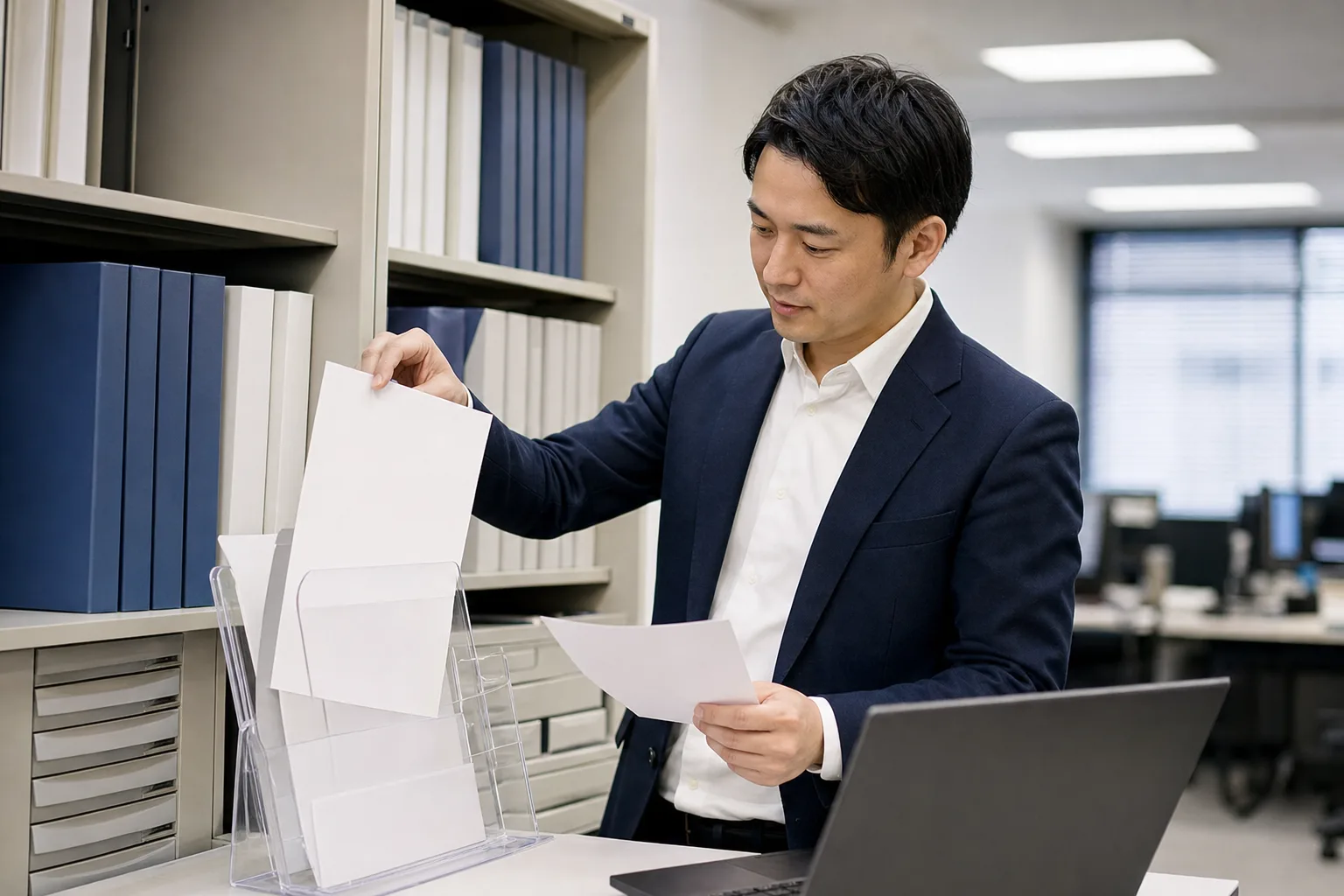 業務の変更に合わせて共有する手順の資料を差し替える担当者
