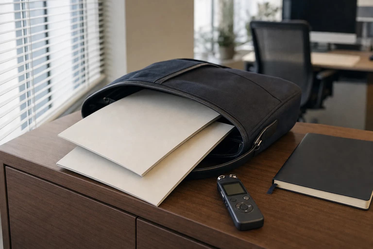業務ヒアリングの前に用意した帳票類と録音機器