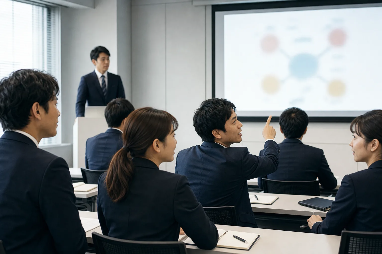 確認会で、別の部署の担当者が手を挙げて受け渡しの相違点を伝える